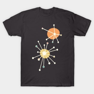 Mid Century Atomic Starburst Dark Teal T-Shirt